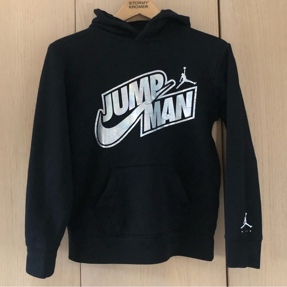 Jordan Other - Jordan Jumpman + Nike Iridescent Logo Black Pullover Hoodie Big Boys L 12-13 Yrs